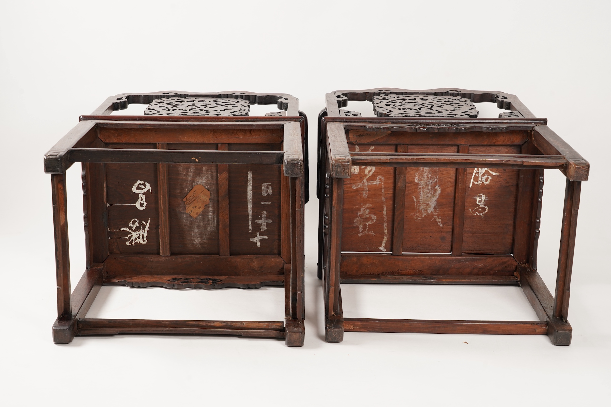 A pair of Chinese hongmu armchairs, late 19th century